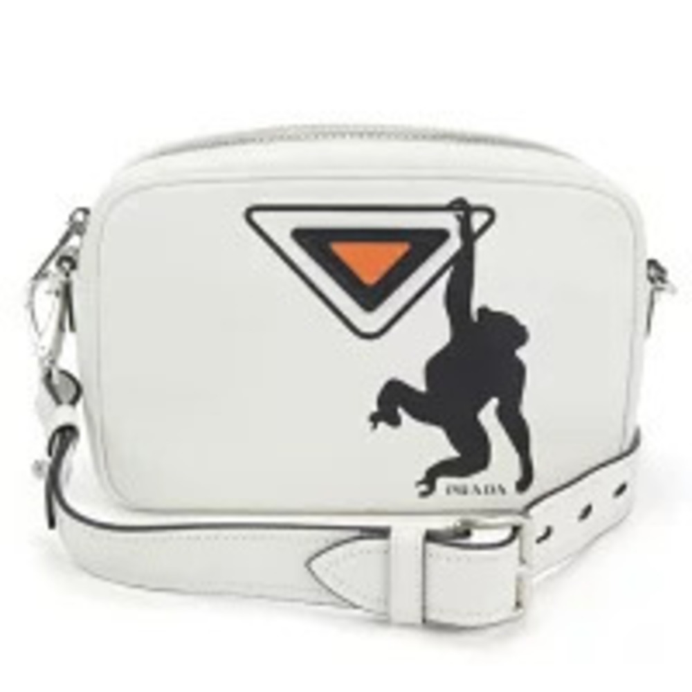 Prada Tessuto Crossbody Bag Leather White